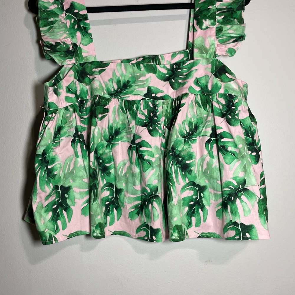Buddy Love Leafy Green and Soft Pink Blouse